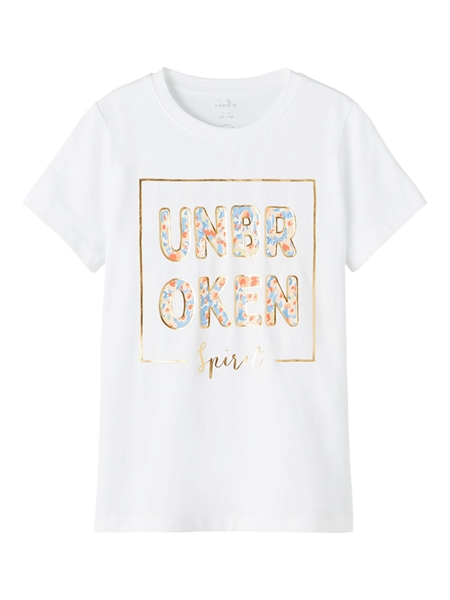 NAME IT Kortærmet Top Fisilk Bright White